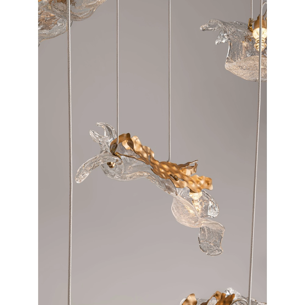 Goldene Pendellampe Avesa mit klarem Glas Ø 100 cm Lyora 5212063500440