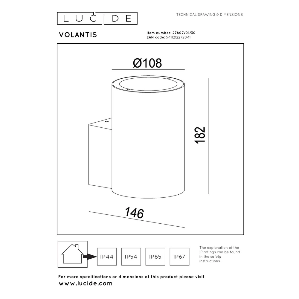 Wandscheinwerfer Volantis Downlight Black Lucide 5411212272041