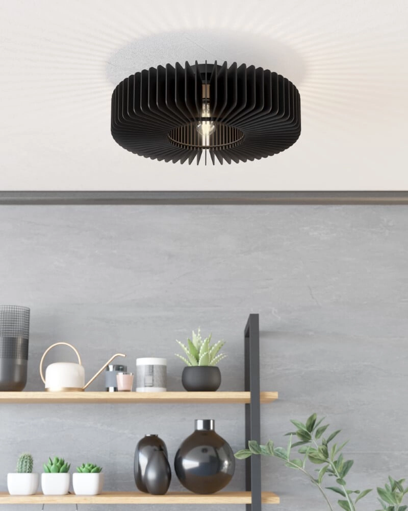 Deckenleuchte aus Holz Palombaia Ø 50cm - schwarz Eglo 9008606274024