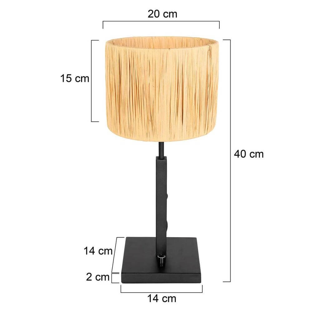Tischlampe Stang schwarz mit Strohschirm Steinhauer 8712746172072
