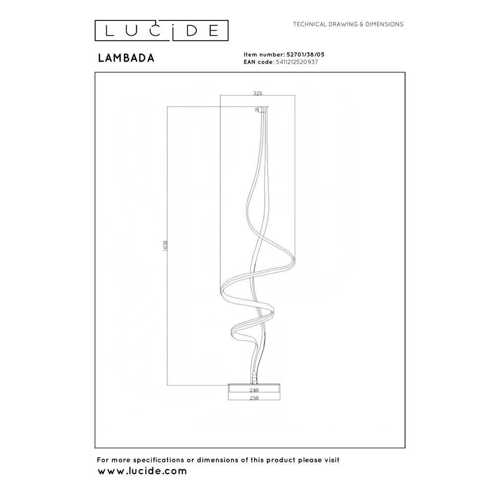 Stehlampe Lambada Entwurf Chamapgne Premium by Lucide 5411212520937
