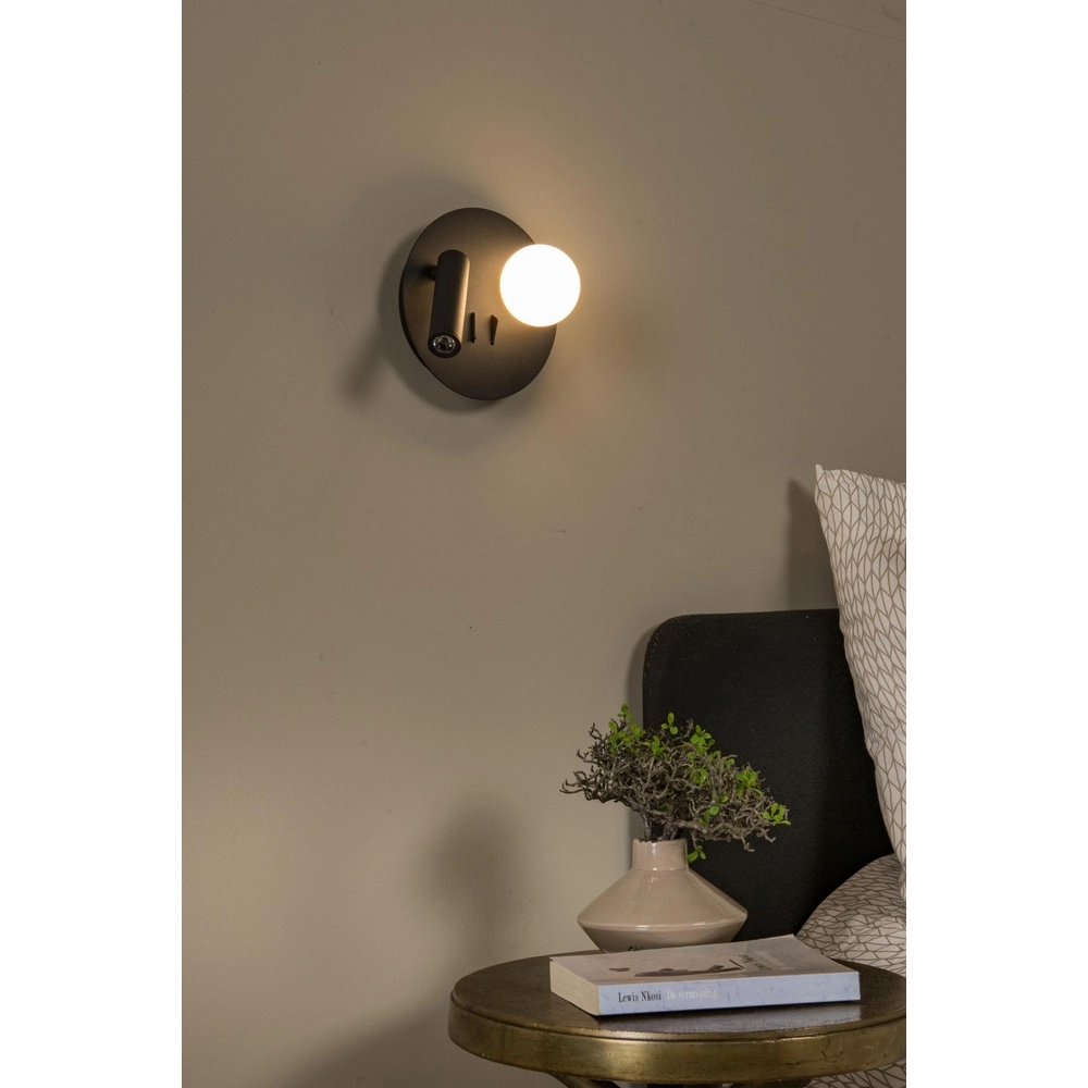 Design-Nachttischlampe Matiz Schwarz mit USB-Ladepunkt Lucide 5411212771322