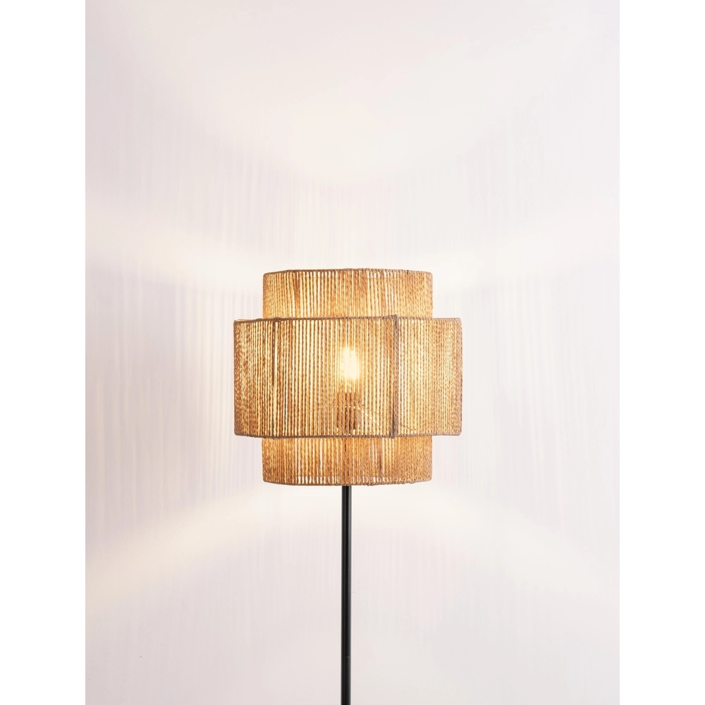 Stehlampe Lito Schwarz und Rattan Lyora 5212017454744