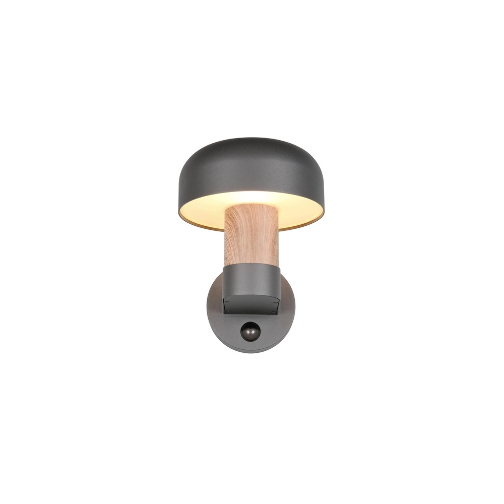 Wandleuchte Fraser Grau mit Holz und Sensor Trio 4017807648577