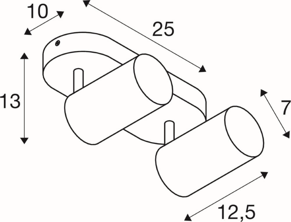 2-flammiger Aufbaustrahler Asto Tube schwarz - 2x GU10 SLV 4024163266154