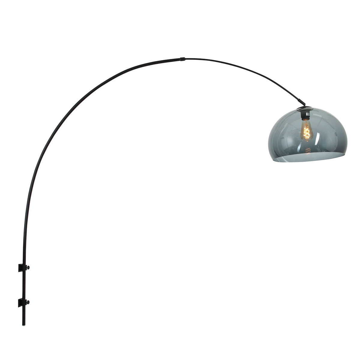 Wandbogenlampe Sparkled schwarz mit Rauchhaube