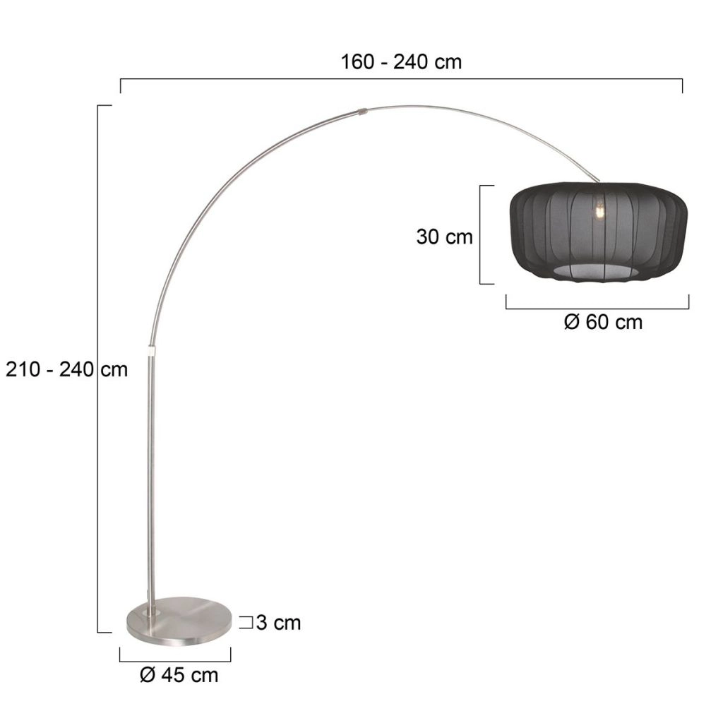 Lichtbogenlampe Vela Lino mit schwarzem Farbton Ø60 cm Steinhauer 8712746183535