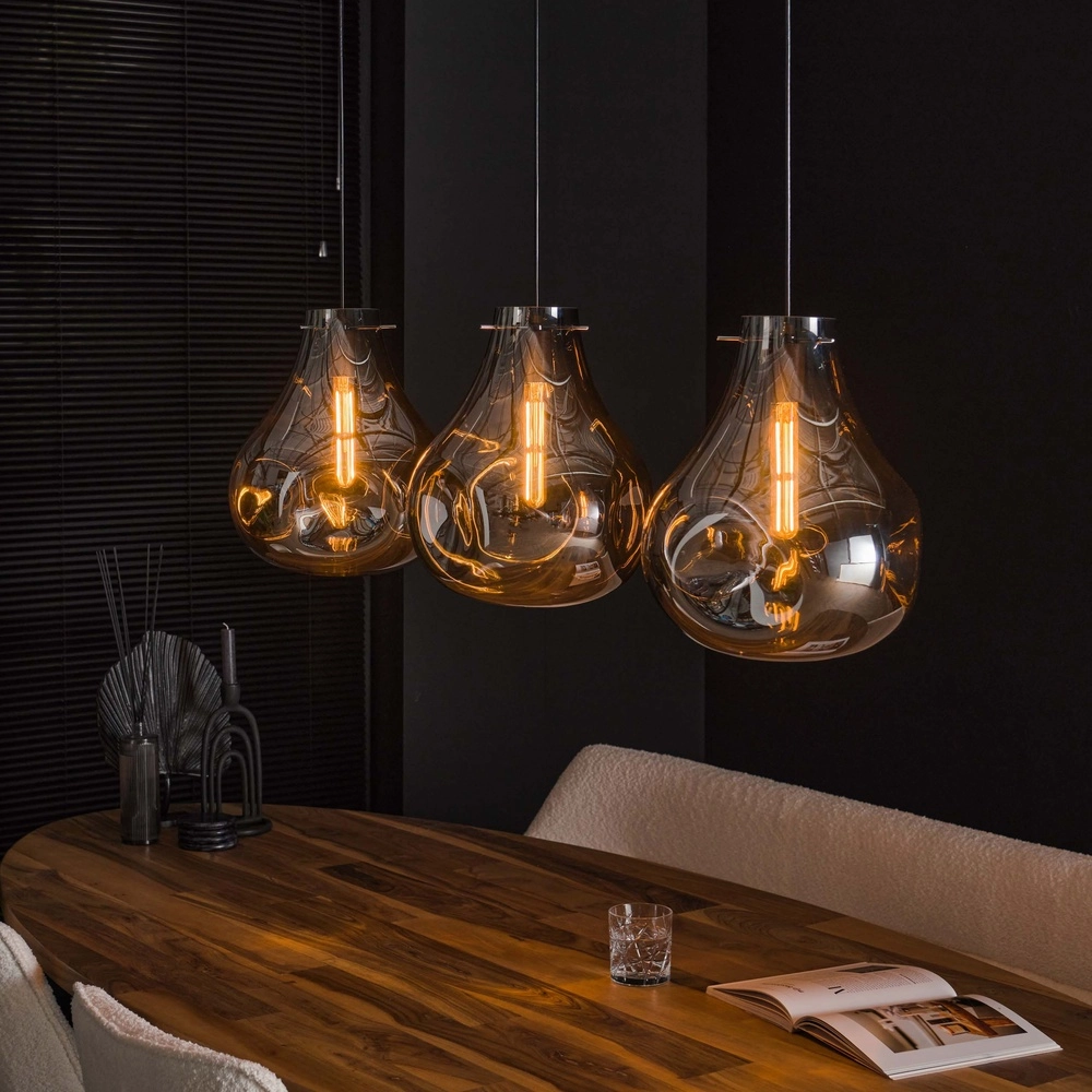 Rauchglas-Pendellampe Dent 3-Licht Lyora 8716803511620