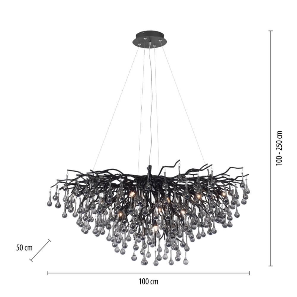 Einzigartiger Kronleuchter Icicle Schwarz Paul Neuhaus 4012248377567
