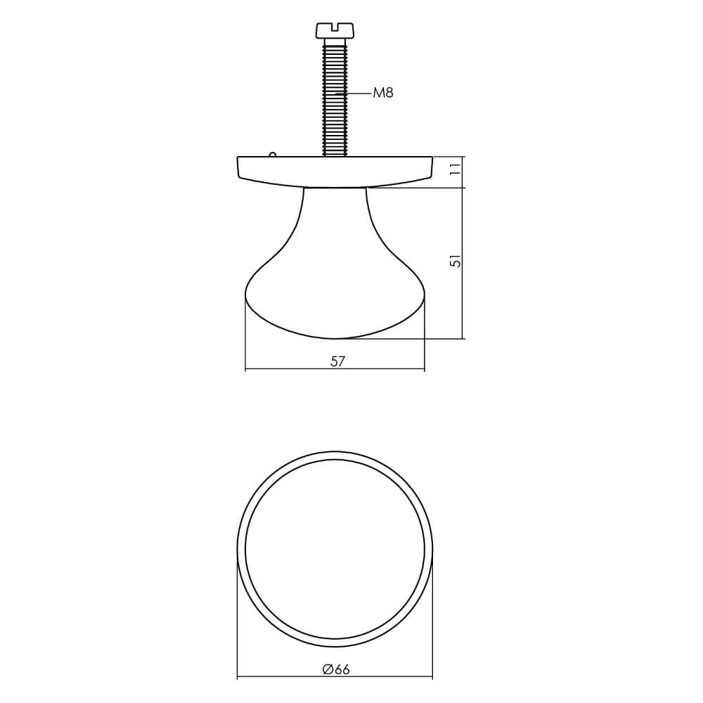 Türknauf vorne Castor Ø 5,8cm Messing Intersteel 8714186653678