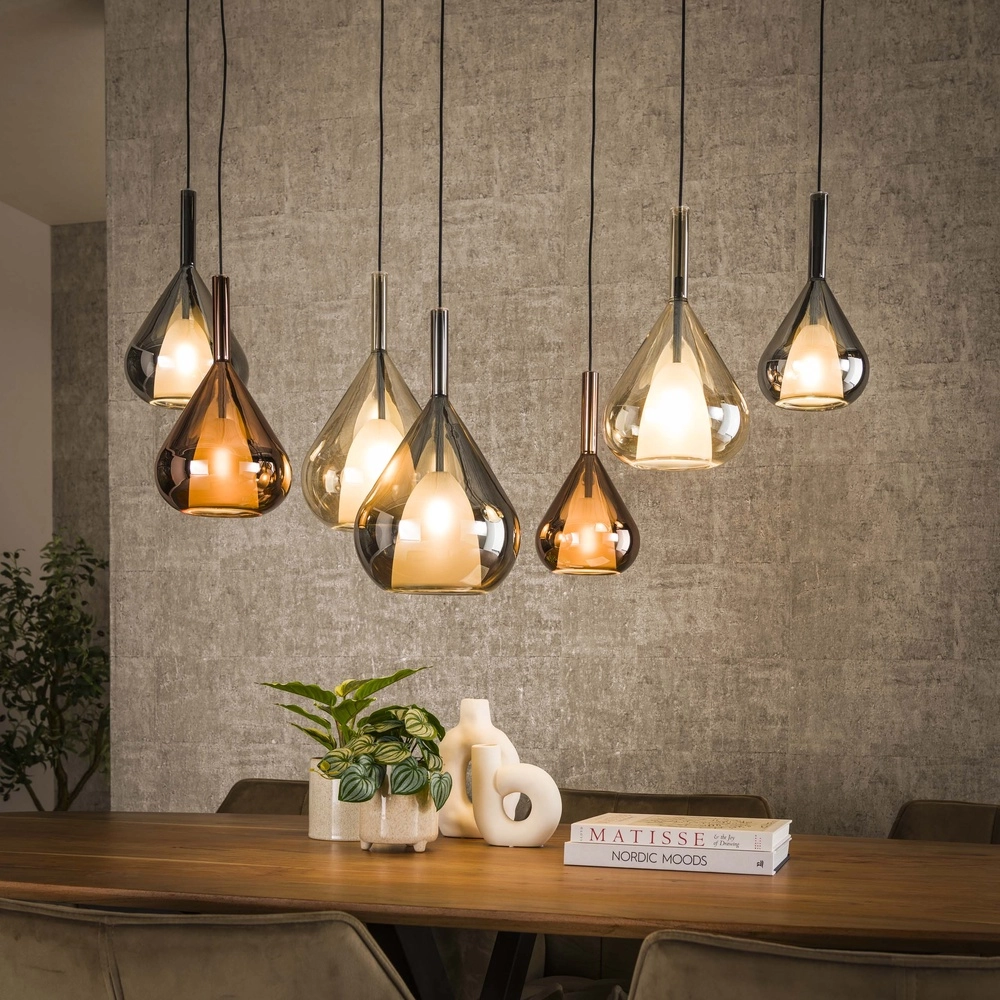 7-Licht Esstisch-Pendellampe Wings Ø 22 cm Glas Lyora 8716803511989