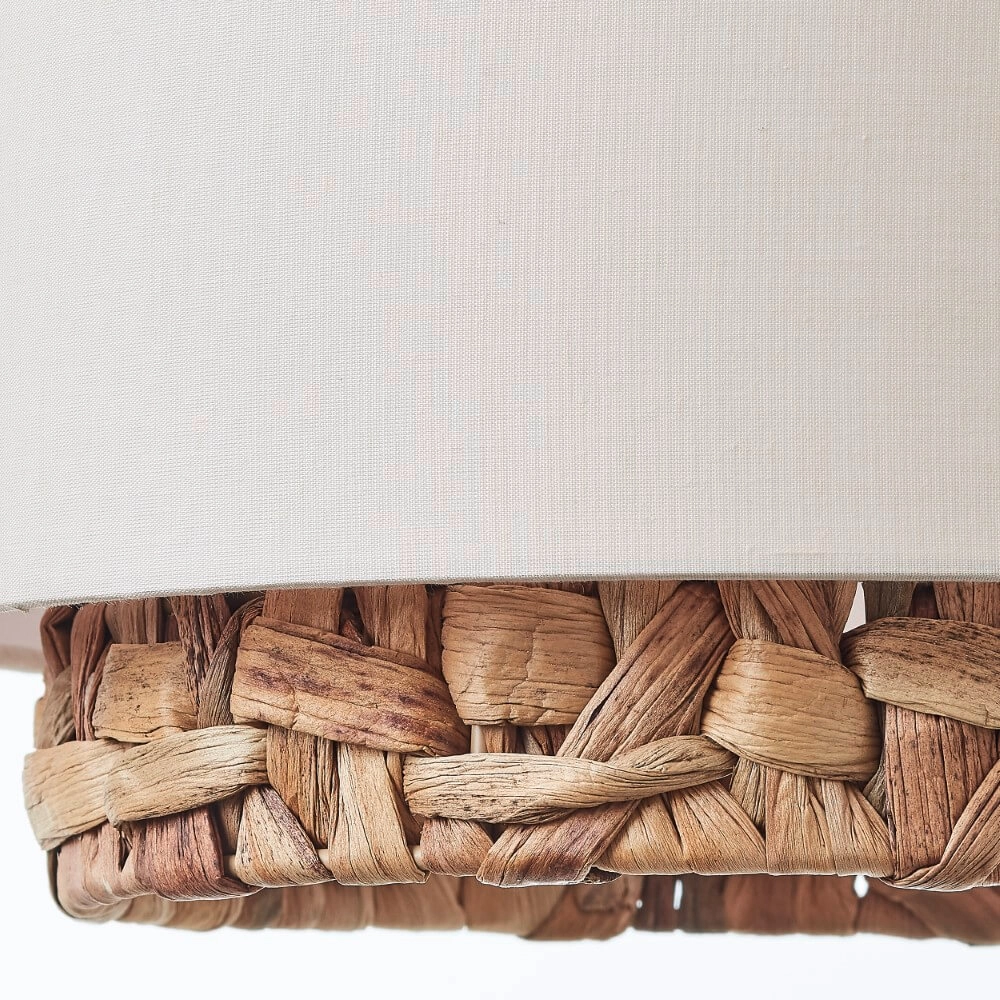 Hängelampe für das Esszimmer Waterlilly Rattan mit weißem Stoff Brilliant 4004353411939
