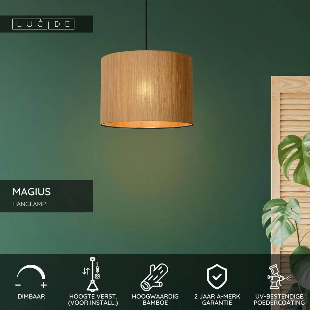 Pendellampe Magius Ø 42 cm Rattan Lucide 5411212031204