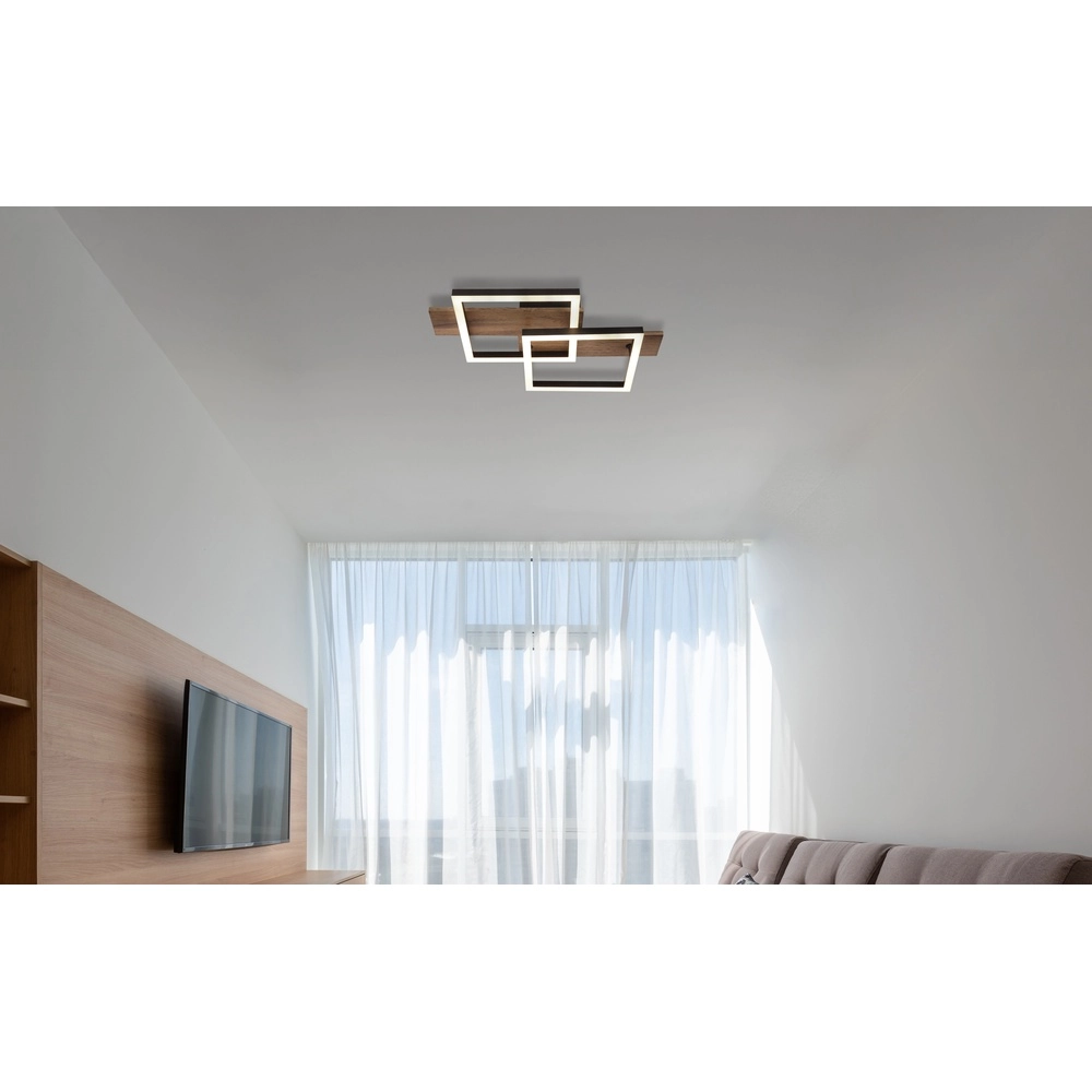 Design-Deckenlampe Jeffry Schwarz mit Holz 44 cm Globo 9007371507597