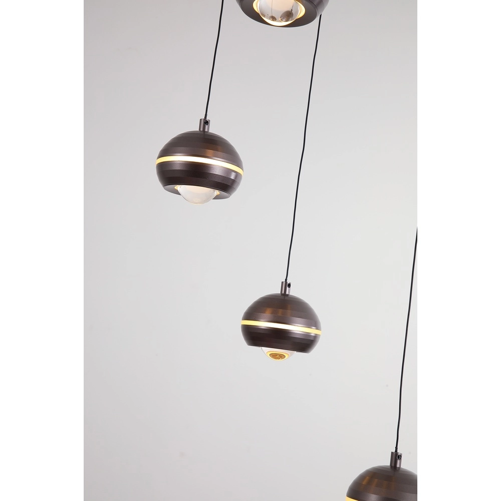 Design-Pendellampe Meteor 5-Licht schwarzer Nickel Searchlight 5,05342E+12