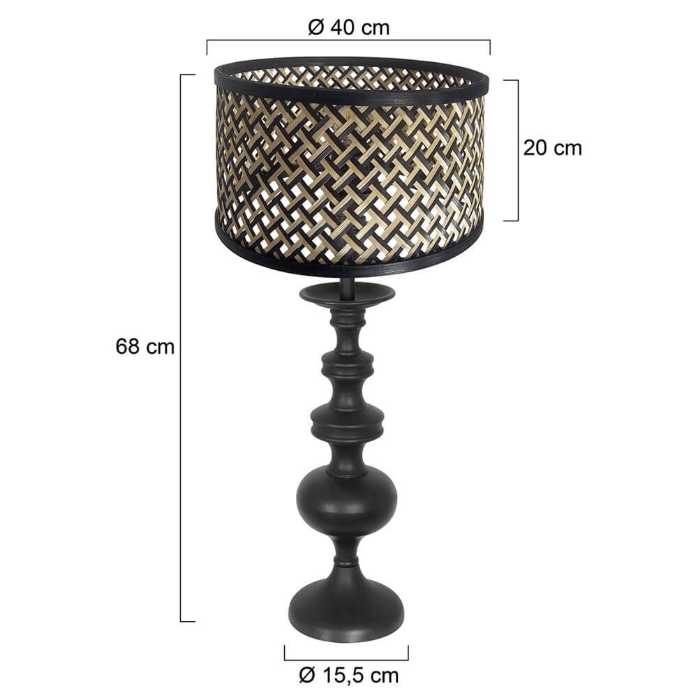 Tischlampe Lyons schwarz mit Bambusschirm Steinhauer 8712746172485