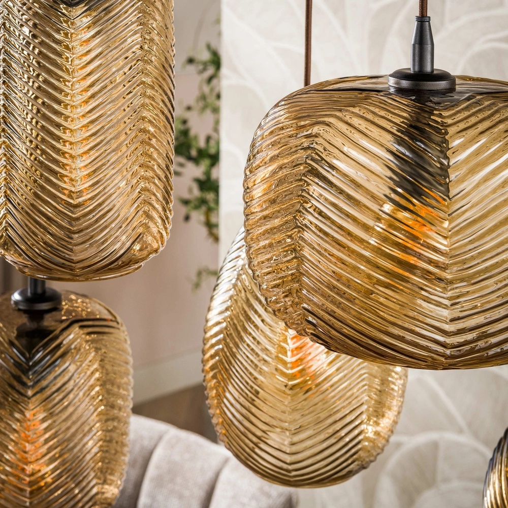 7-Licht Pendellampe Chevron Rauchbraunes Glas Lyora 8716803515000