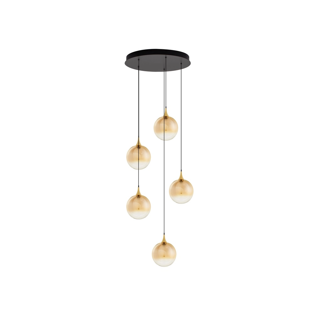 Pendelleuchte Orenda rundes 5-flammiges Braunglas Lyora 5212017477651
