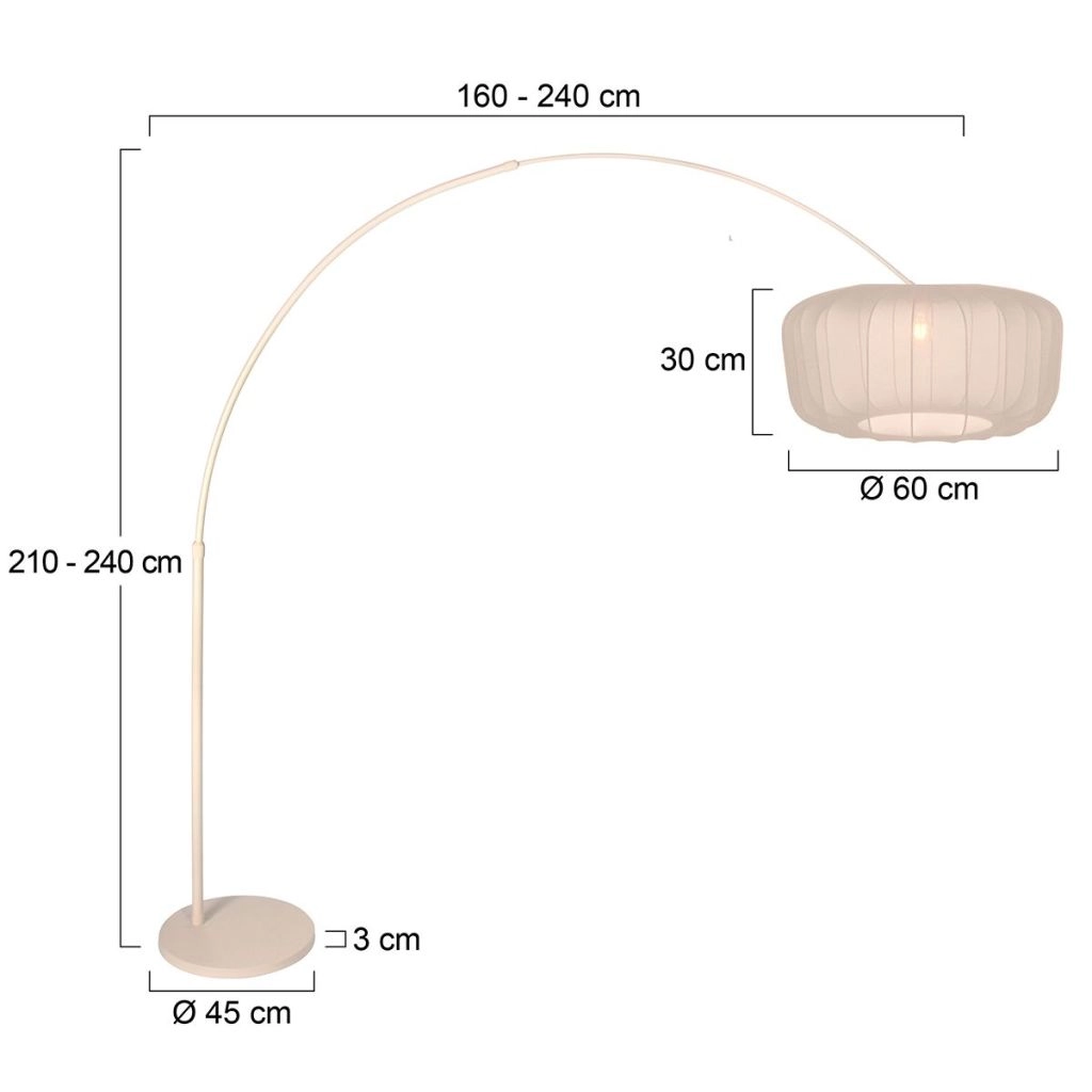 Lichtbogenlampe sandbraun Vela Lino mit Cremeton Ø60cm Steinhauer 8712746185737