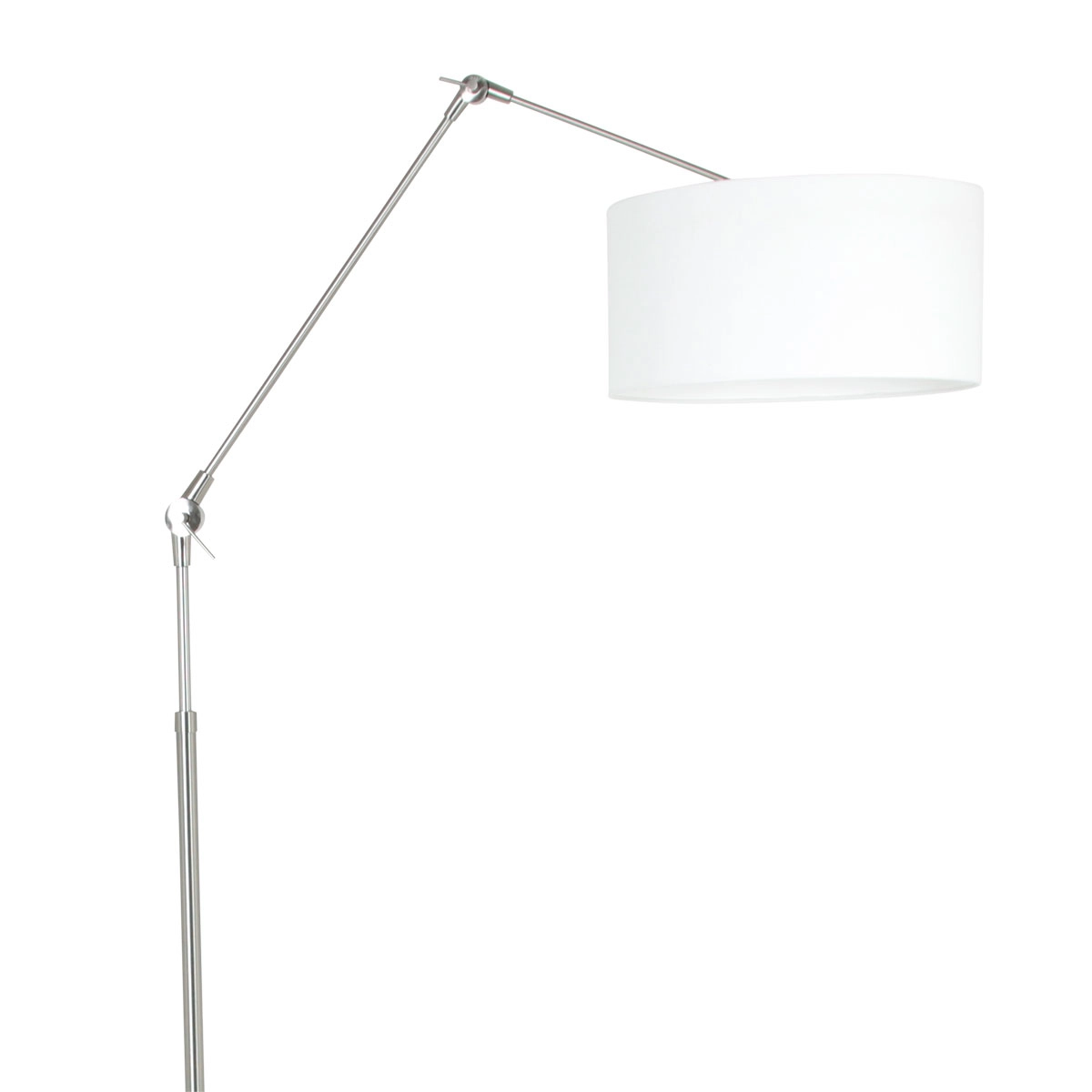 Stehleselampe Prestige Chic Edelstahl mit 40 cm weißem Leinenschirm Steinhauer 8712746145724