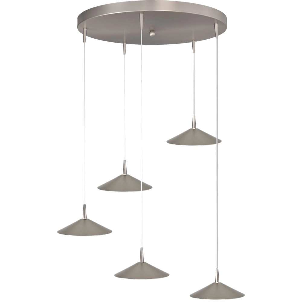 5-Licht Pendellampe Ceppo Nickel Ø 18 cm rund