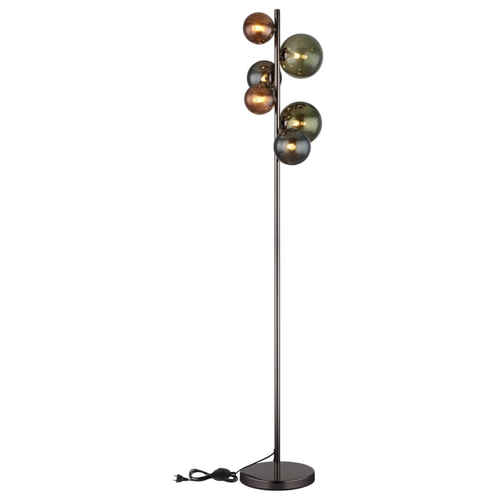 Schwarze Stehleuchte Riha Farbiges Glas 6-flammig Globo 9007371450114