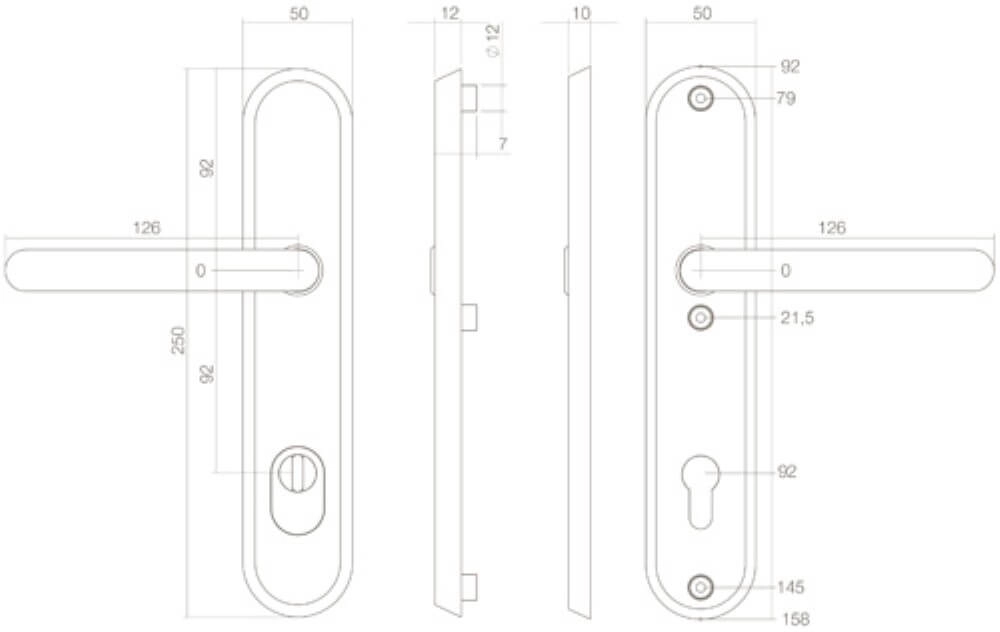 Hintertür-Hardware Aurano Kernzugsicherung oval PC 92mm Edelstahl Intersteel 8714186394809