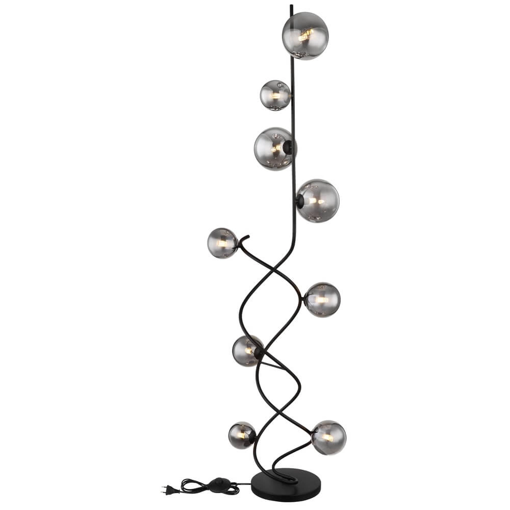 Schwarze Stehleuchte Riha 9-flammig Globo 9007371445806
