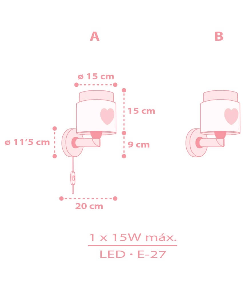 Kinderzimmer-Wandleuchte Baby Dreams Rosa Dalber 8420406001890