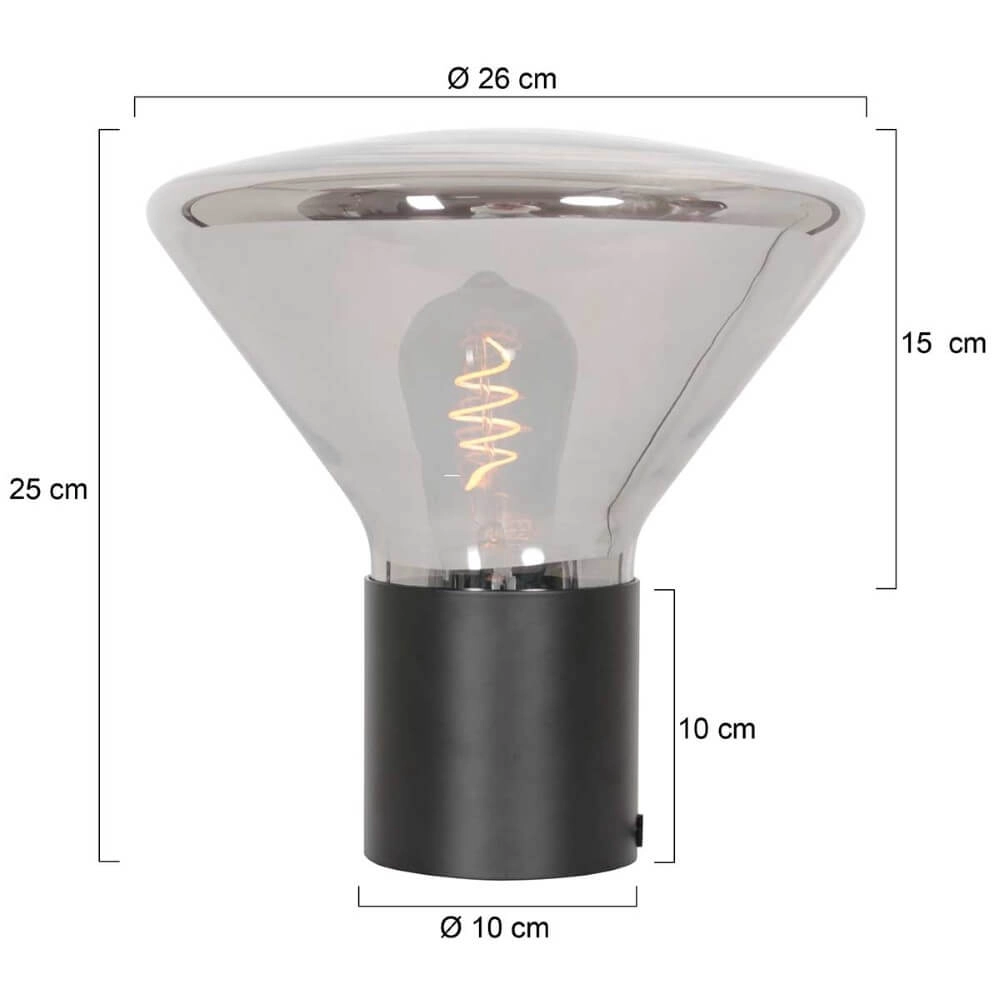 Tischlampe Ambiance schwarz mit Rauchglas Steinhauer 8712746165074