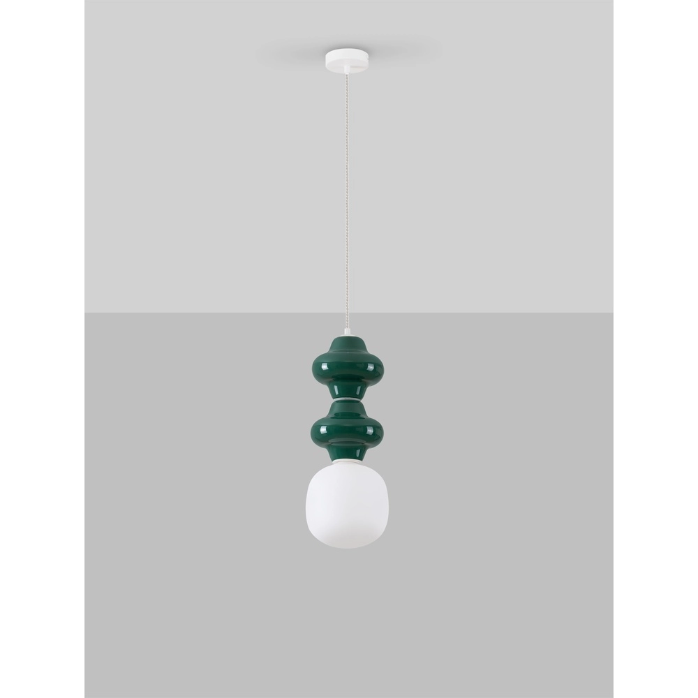 Pendelleuchte Clio M grüne Keramik mit weißem Glas Lyora 5212017461247