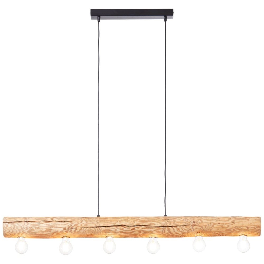 Hängelampe aus Holz Trabo 6-helles Holz mit Schwarz Brilliant 4004353393525