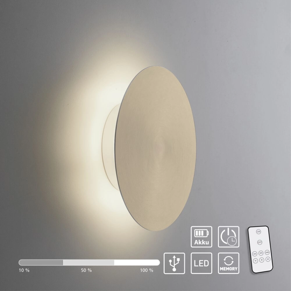 Design-Wandleuchte Akku Puntua Ø 18cm Messing Paul Neuhaus 4012248372494