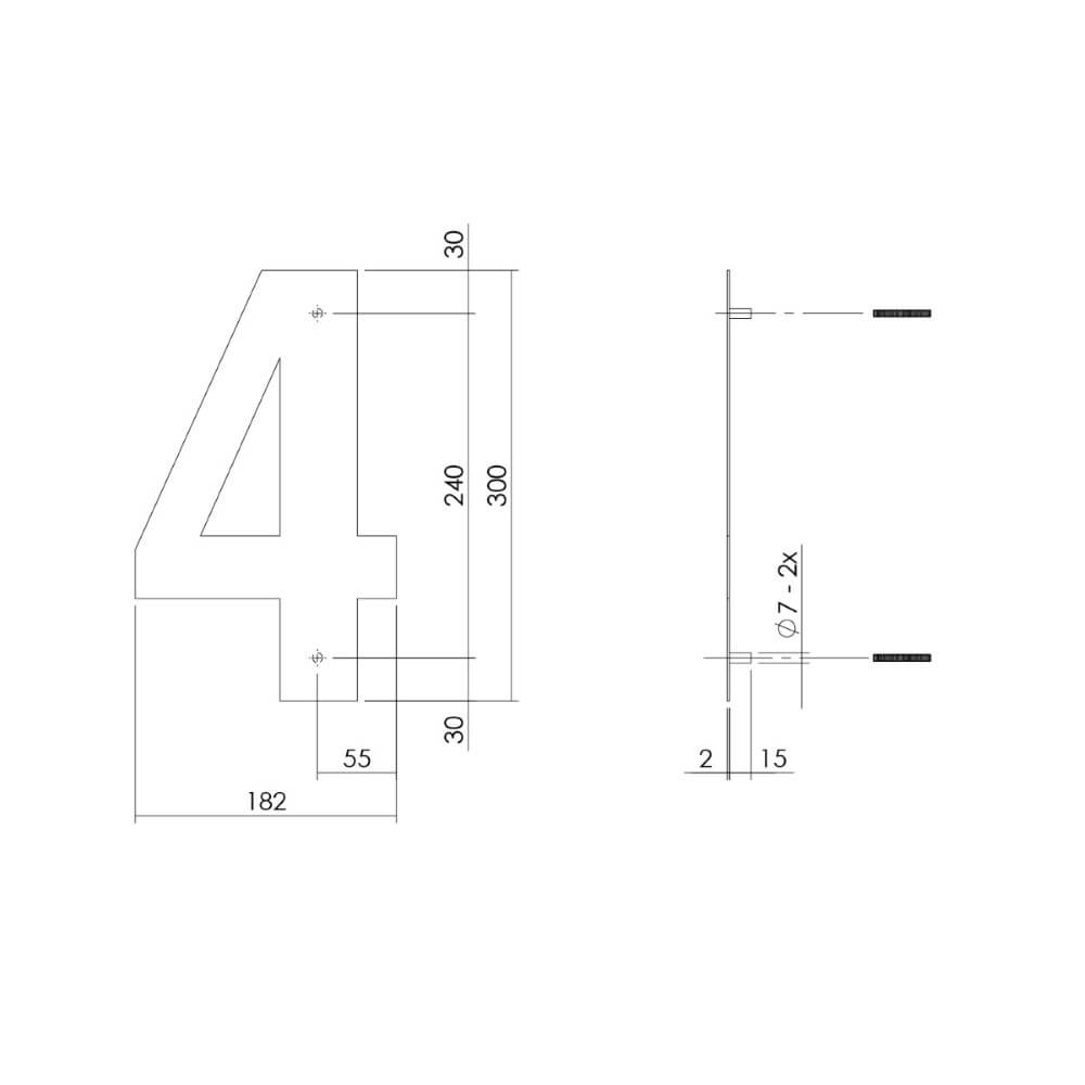 Hausnummer 4 XL Numbra 30cm Edelstahl Intersteel 8714186503119