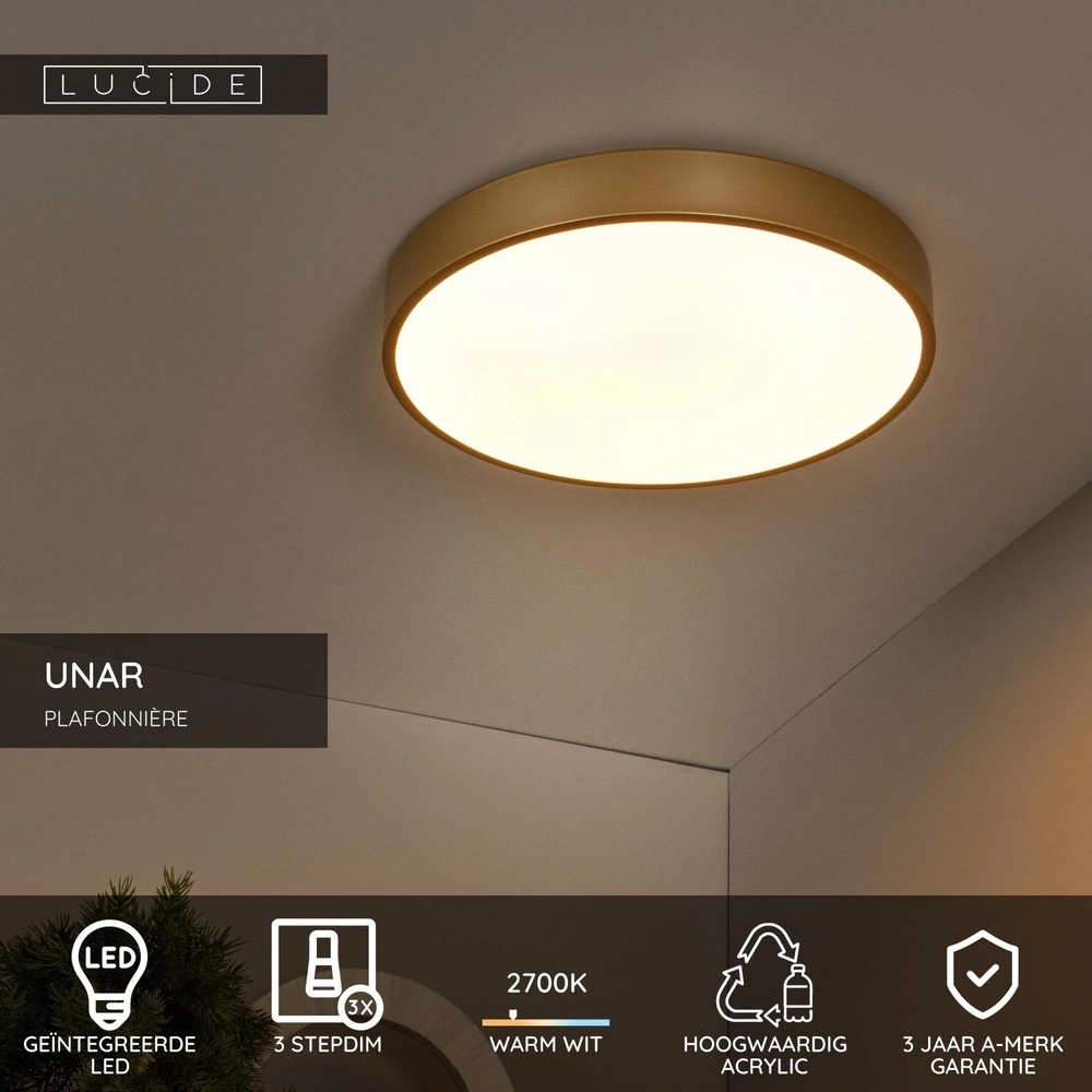Deckenlicht Unar Ø 39,5 cm - 2700K - Gold Lucide 5411212791887