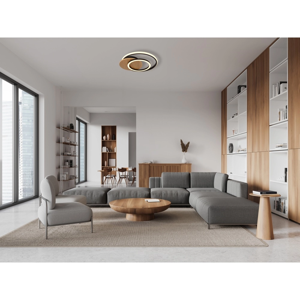 Design-Deckenlampe Julio Schwarz mit Holz Globo 9007371471386