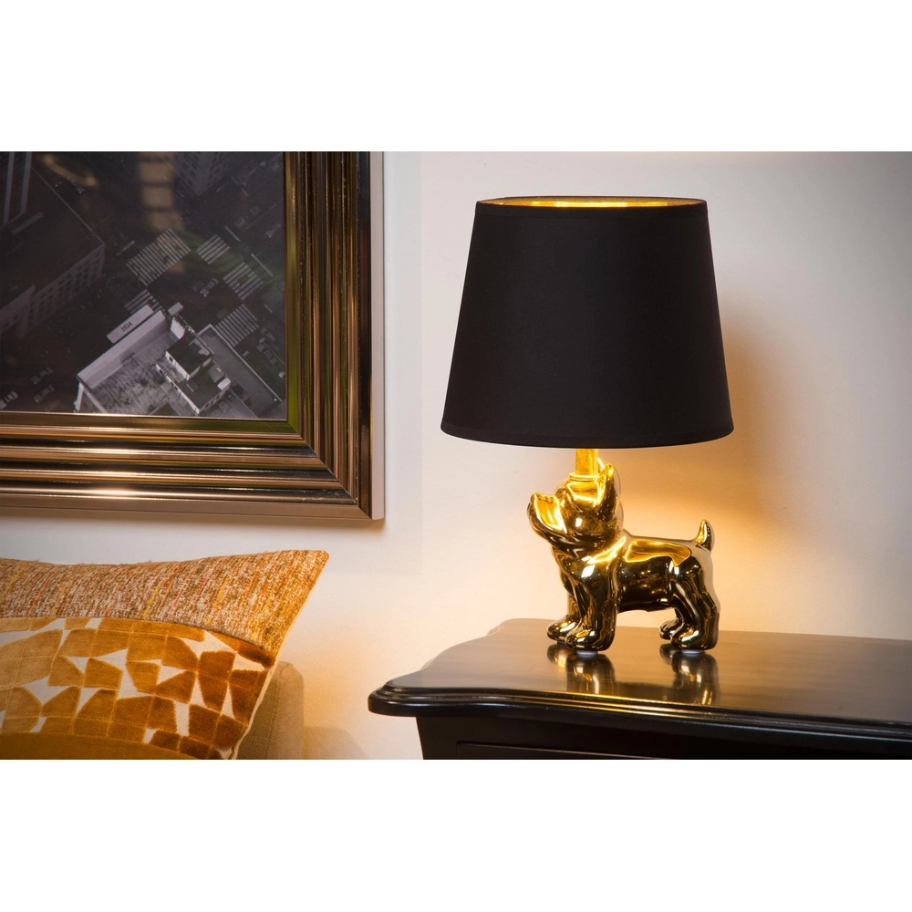 Tischlampe Extravaganza Sir Winston Hundegold mit Schwarz Lucide 5411212134097