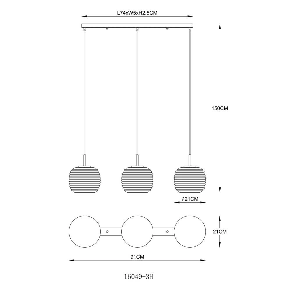 Design-Pendelleuchte Lampigna schwarz mit Braunglas 3-flammig Globo 9007371471614