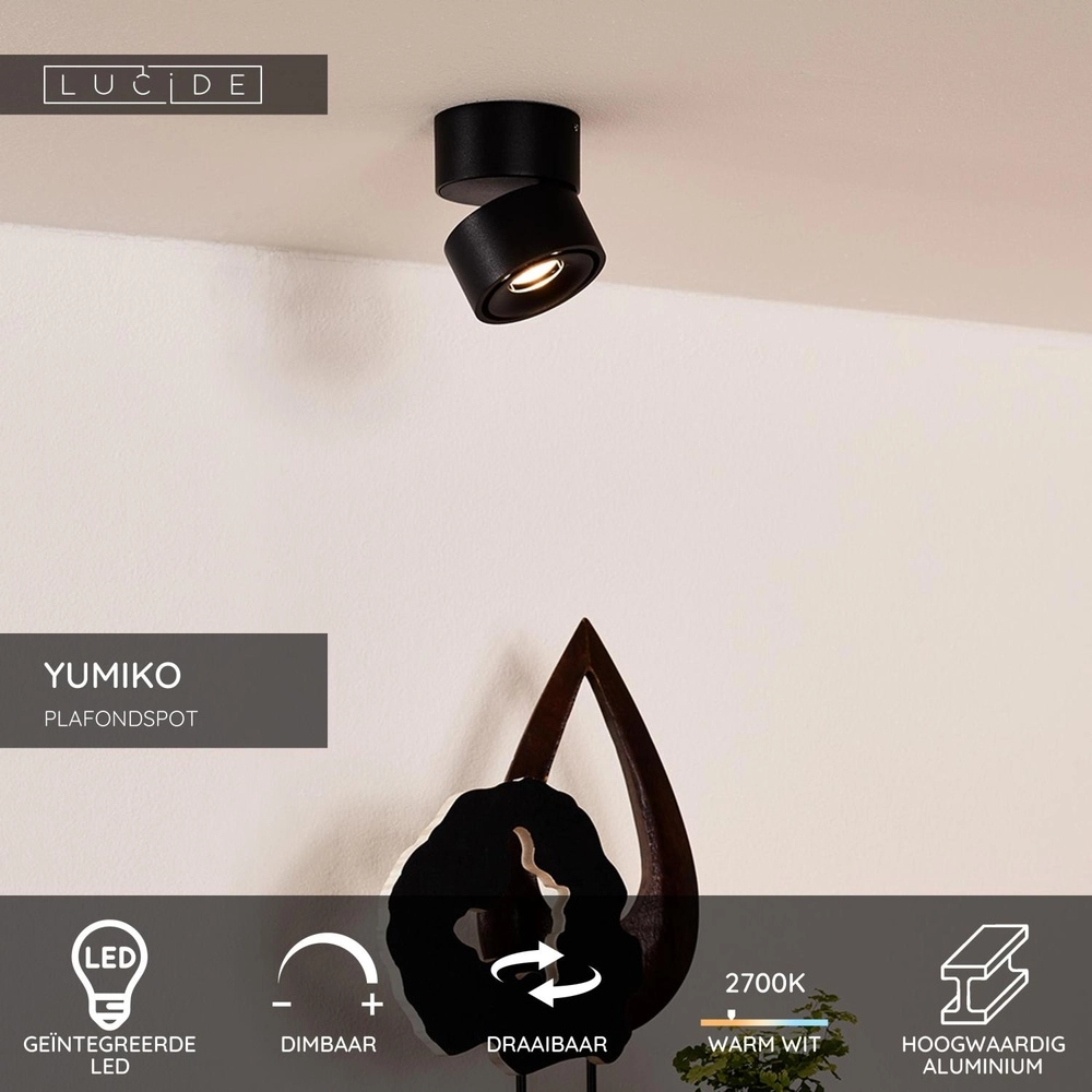Deckenscheinwerfer Yumiko Single Black Lucide 5411212351654