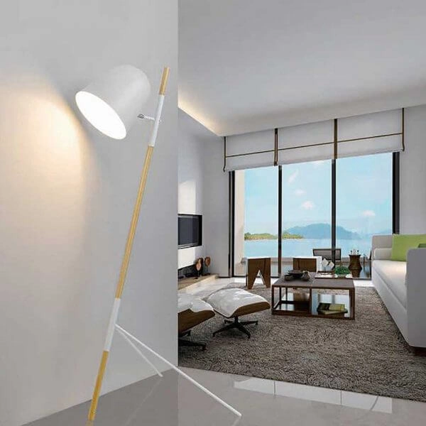 Schlanke Stehlampe Sensa Stativ weiß mit Holz Artdelight 8719831732869