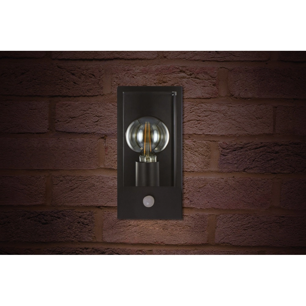 Schwarze Außenlampe Prato E27 – Glas – mit Bewegungsmelder Lyora 5055788268772