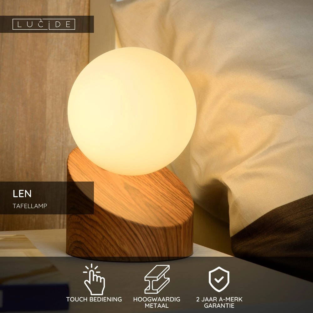 Design-Tischlampe Len Dunkler Holzlook Lucide 5411212450586