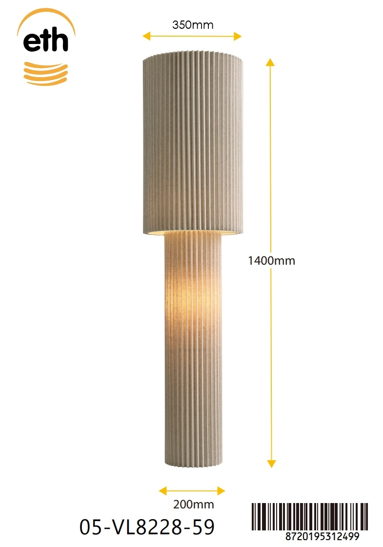 Leinen-Stehlampe Renate 140 cm ETH 8720195312499
