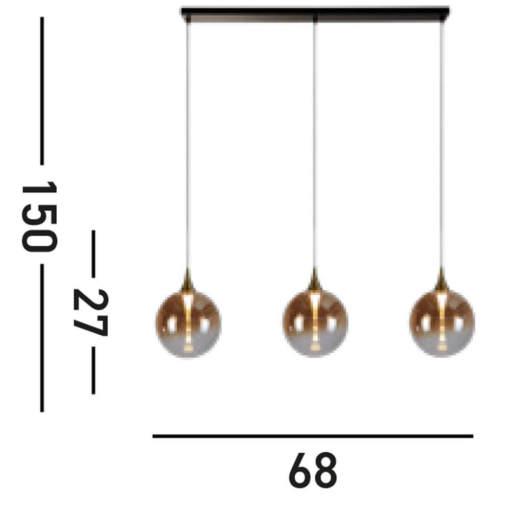 3-flammige Pendelleuchte Alchemy Braunes Glas Searchlight 5053423273839
