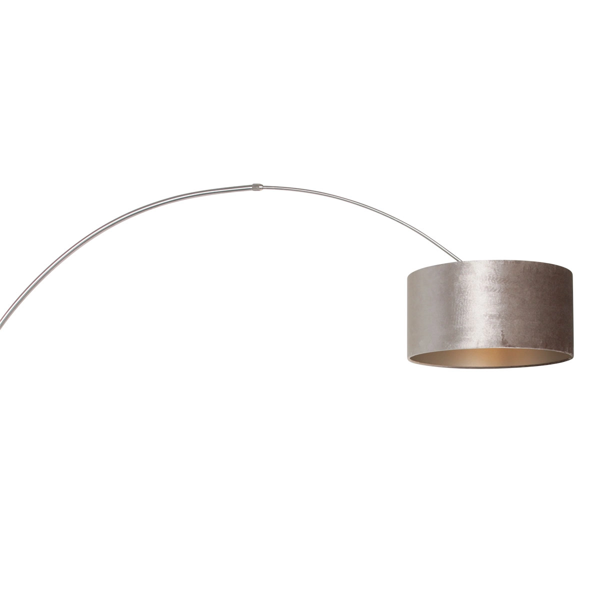 Wandbogenlampe Sparkled Edelstahl mit taupefarbenem Samtschirm Steinhauer 8712746146165