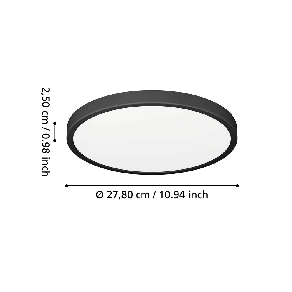 Deckenlicht IP44 Fueva 6 rund - schwarz - Ø 27,8 cm Eglo 9008606330324