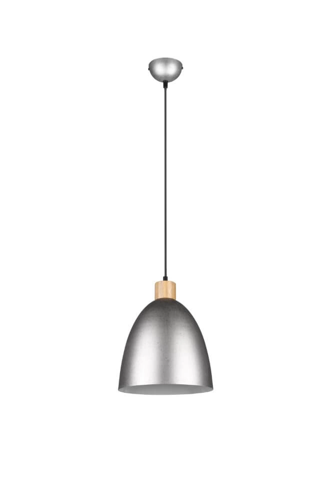 Hängelampe Jagger Edelstahl mit Holzbraun