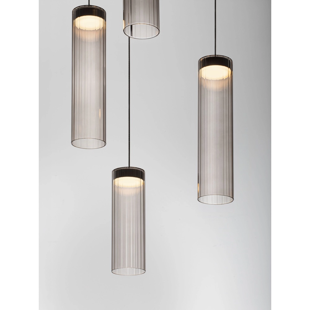 Design-Pendellampe Brielle Anthrazit mit Mokka-Glas 5-Lampen Lyora 5212017495426