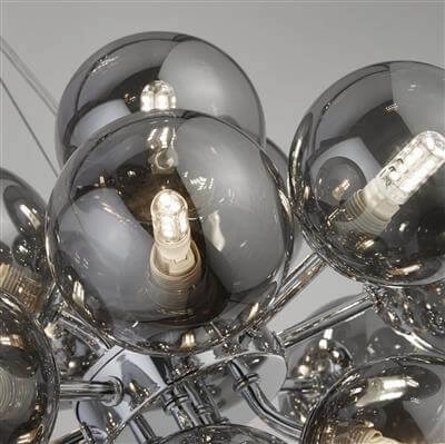Hängelampe Glas Berry Globe 17-flammig schwarz mit Rauchglas Searchlight 5053423190471