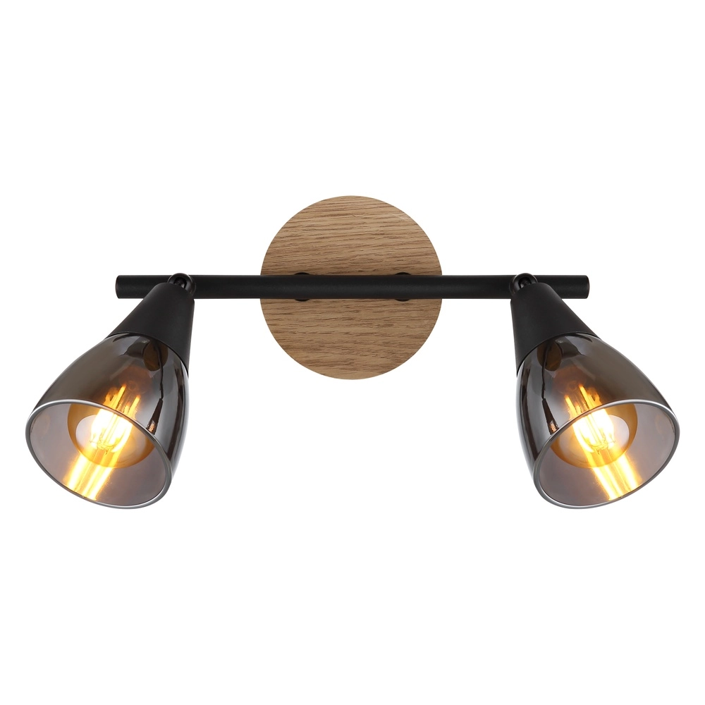 2-Licht Deckenlampe Mubby Schwarz mit Holzoptik Globo 9007371445868